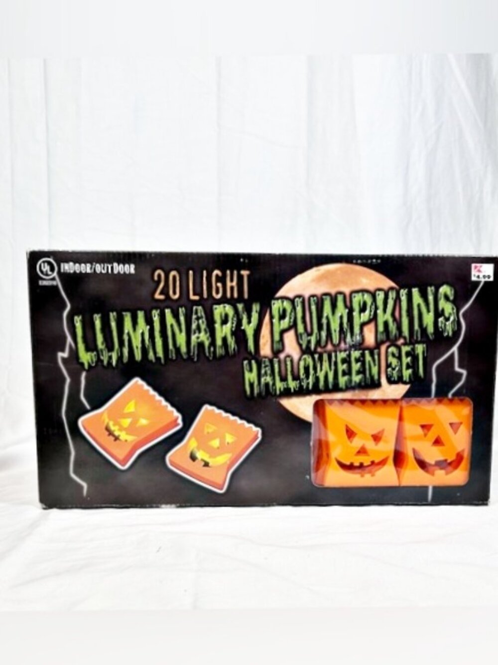 Vintage Kmart 20 Light Blow Mold Luminary Pumpkins Halloween Set Lights